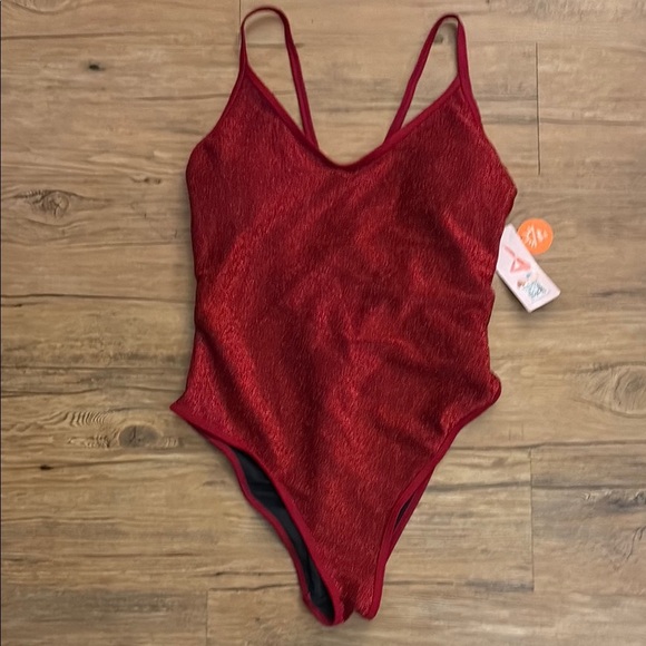 Nwt- boutique- Womens Shiny Padded One Piece Bathing Suit-L - Picture 3 of 6